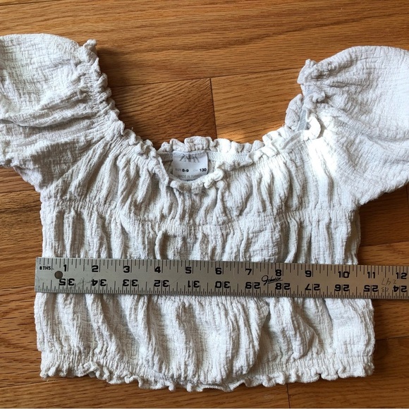 Zara Cream Colored Puff Sleeve Crop Top Size 8-9 - Picture 4 of 5